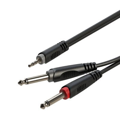 Signal Cable 3.5mm Stereo Jack - 2 x 6.3mm Mono Jack 2Mtr